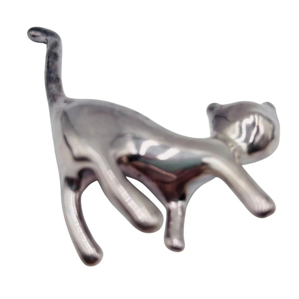 Vintage Taxco Mexico Sterling Silver 925 Arched Back Cat Brooch Pin Minimalist